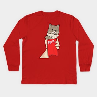 cat packing french fries Kids Long Sleeve T-Shirt